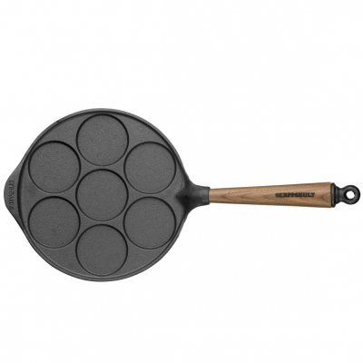 Padella in ghisa Frittella per frittelle per 7 piccole frittelle con manico in noce Ø 23cm Skeppshult 0032V