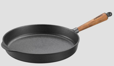 Padella di servizio in ghisa profonda Ø 30 cm - Cerchio alto 5 cm. Maniglia e contro-maniglia in noce Skeppshult 2300V