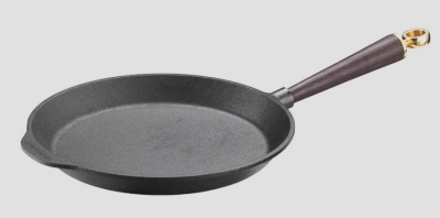 Padella in ghisa Ø 28 cm manico in frassino nero svedese e pomolo in ottone Skeppshult 0280TSM