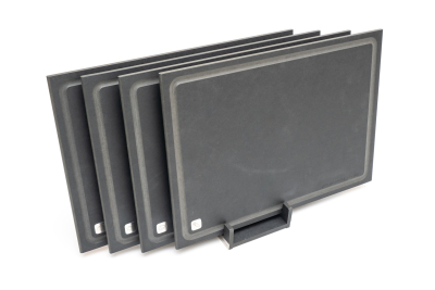 pro planche index Schneidebretter (4er-Set mit Kenzeichnung Fleisch, Fisch, Brot, Gemüse) (335x235 mm) aus Papier / kein Mikroplastik mehr
