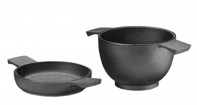 Gusseisen Mini Kasserole / Bräter 0,5 L - 2 Teile - Bräter 0,5 Liter & Bratpfanne/Ofenform 12 cm. Skeppshult