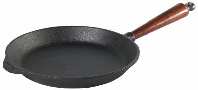Gusseisen Bratpfanne Ø 26 cm - Holzgriff aus schwedischer Buche & Gegengriff. Skeppshult 0260T
