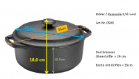 Gusseisen Kasserole / Bräter 5,5 Liter mit Gusseisendeckel Skeppshult Für alle Herdarten, inkl. Induktion, Ofen 0500