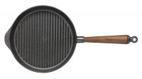 Grillpfanne Ø 25 cm Gusseisen mit Holzgriff Walnuss Skeppshult 0025V