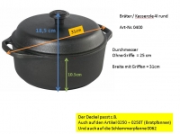 Gusseisen Kasserole / Bräter rund mit Gusseisendeckel 4 L Skeppshult 0400