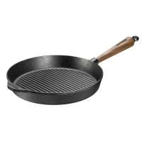 Grillpfanne Ø 28 cm Gusseisen - Walnussgriff & Gegengriff Skeppshult Für alle Herdarten 0028V