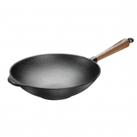 Wok Ø 30 cm, 3,5 Liter Gusseisen - Walnussgriff & Gegengriff Skeppshult 0865V