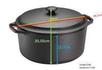 Gusseisen Kasserole / Bräter rund mit Gusseisendeckel 7 L Skeppshult 0700