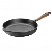 Servierpfanne Ø 28 cm Gusseisen - Hohe Kante 5 cm. Walnussgriff & Gegengriff Skeppshult 0285V